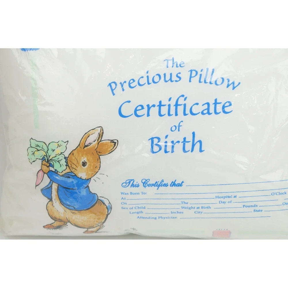 Peter Rabbit Birth Certificate Pillow 11x15 Precious Luv n care Keepsake New